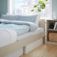 GURSKEN - Bed frame with headboard, light beige, 140x200 cm