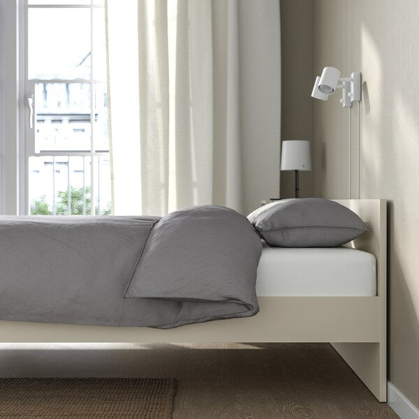 GURSKEN - Bed frame with headboard, light beige, 140x200 cm