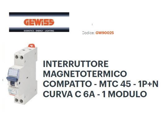 MAGNETIC SWITCH 1P+N 6A 4.5KA