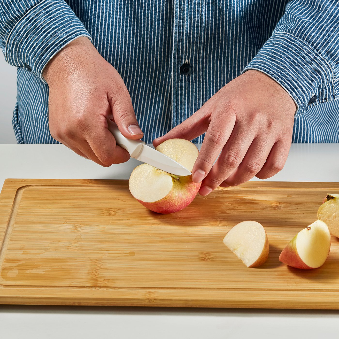 HACKIG 3-piece knife set, ceramic white/beige