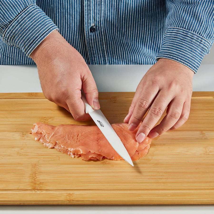 HACKIG 3-piece knife set, ceramic white/beige