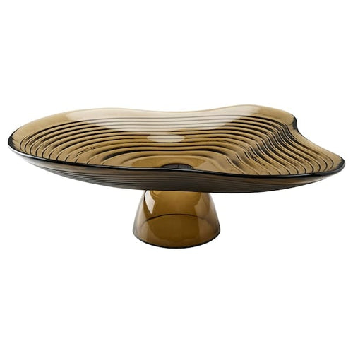 HÄCKPOPPEL decorative bowl with base, brown, 24 cm