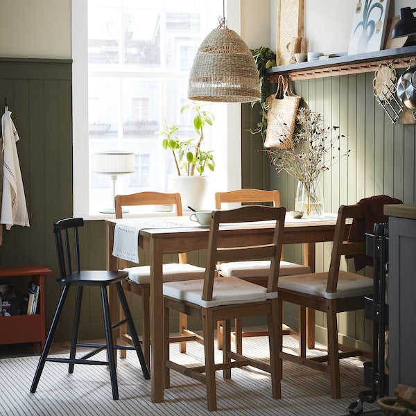 HÄGERNÄS - Table and 4 chairs, antique stain pine