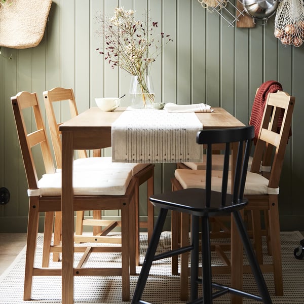HÄGERNÄS table and 4 chairs, antique stain pine, 118x74 cm