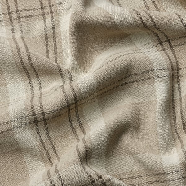 HÄGGVECKMAL room darkening curtains, 1 pair, beige/with heading tape, 145x300 cm