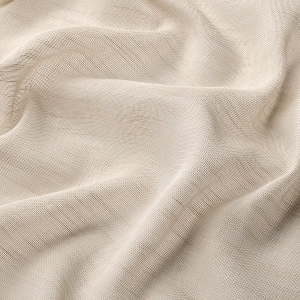 HÄLLEBRÄCKA sheer curtains, 1 pair, light beige/with heading tape, 145x300 cm