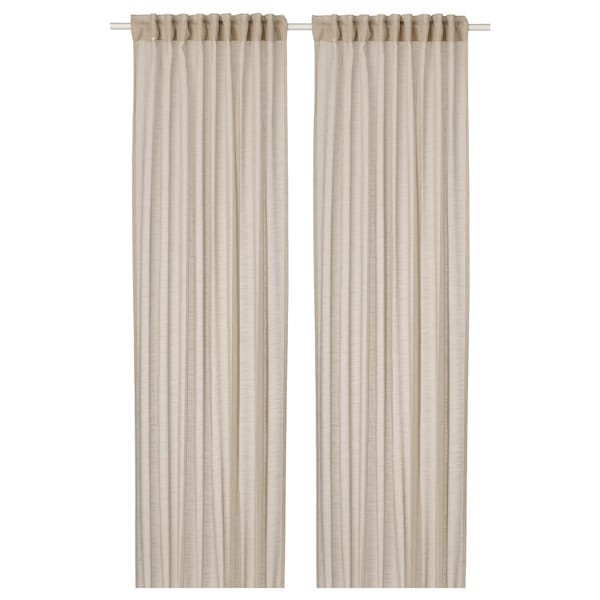 Ikea HÄLLEBRÄCKA - Thin curtain, 2 sheets, light beige,145x300 cm