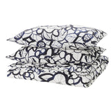 HÄRLIR duvet cover and 2 pillowcases, white black/blue floral pattern, 240x220/50x80 cm