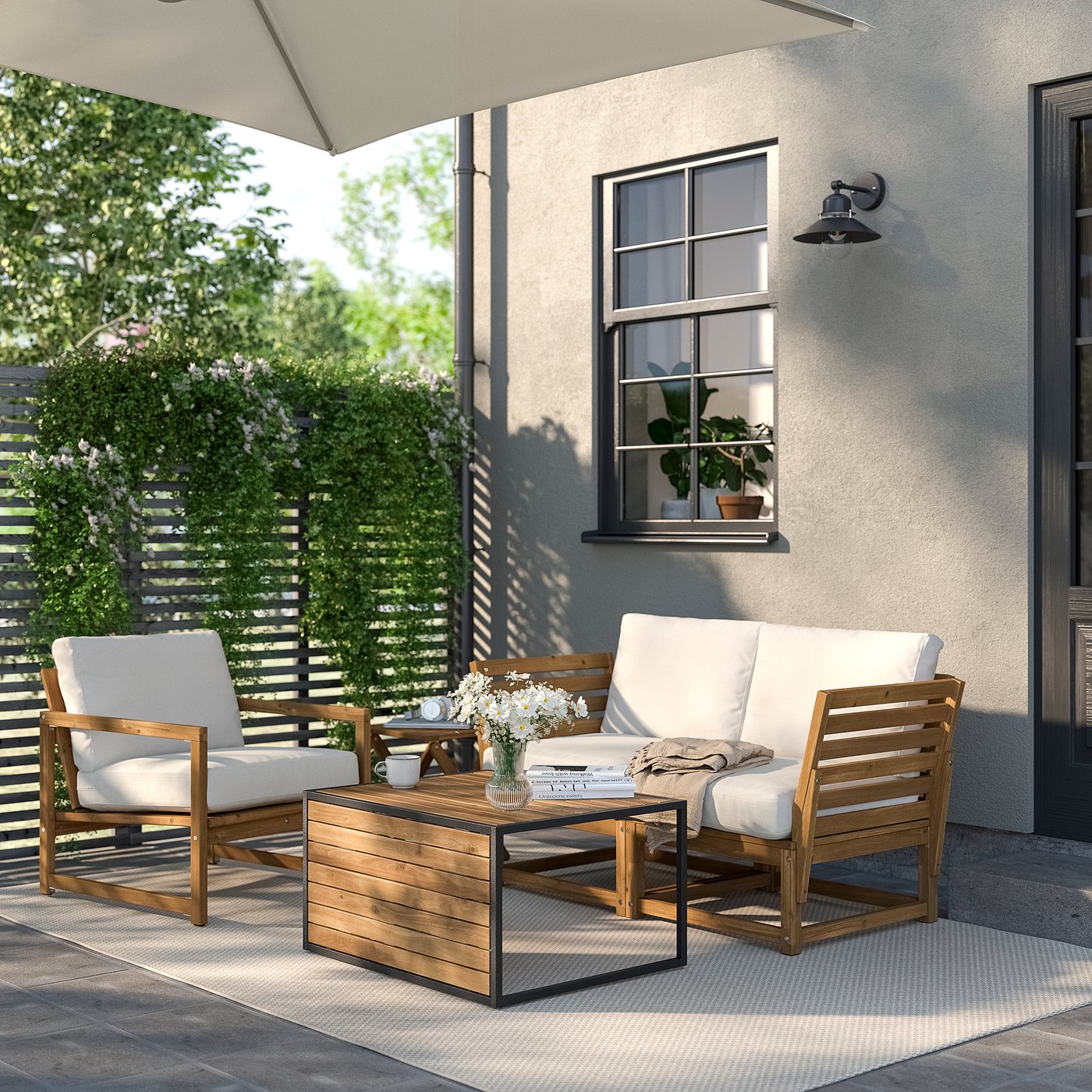 HÅKANSKÄR coffee table, outdoor/light brown stained, 80x64 cm