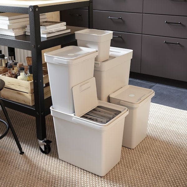 Ikea HÅLLBAR - Bin with lid, light grey, 22 l