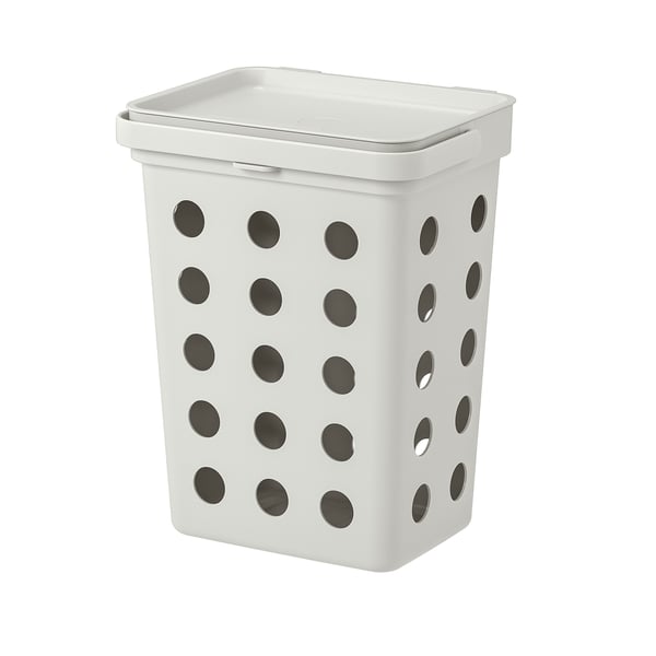 HÅLLBAR bin with lid for organic waste, light grey, 10 l