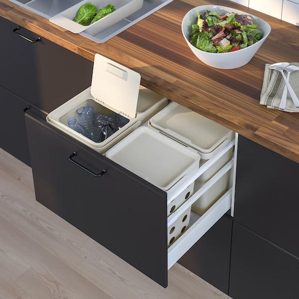Ikea HÅLLBAR - Bin with lid for organic waste, light grey, 10 l