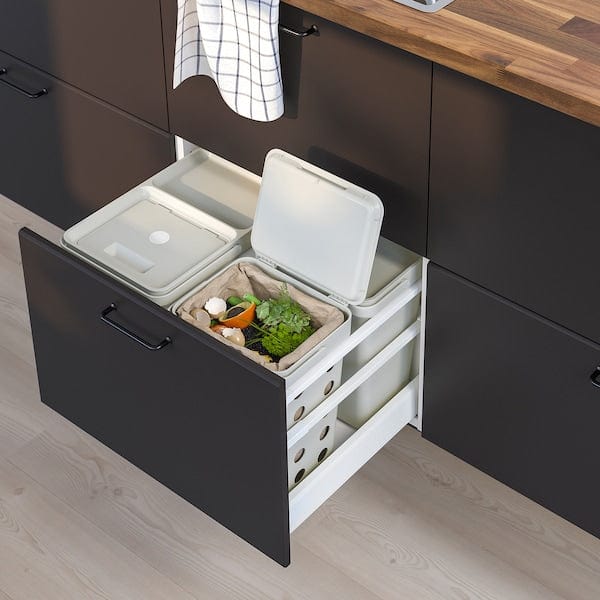 Ikea HÅLLBAR - Bin with lid for organic waste, light grey, 10 l