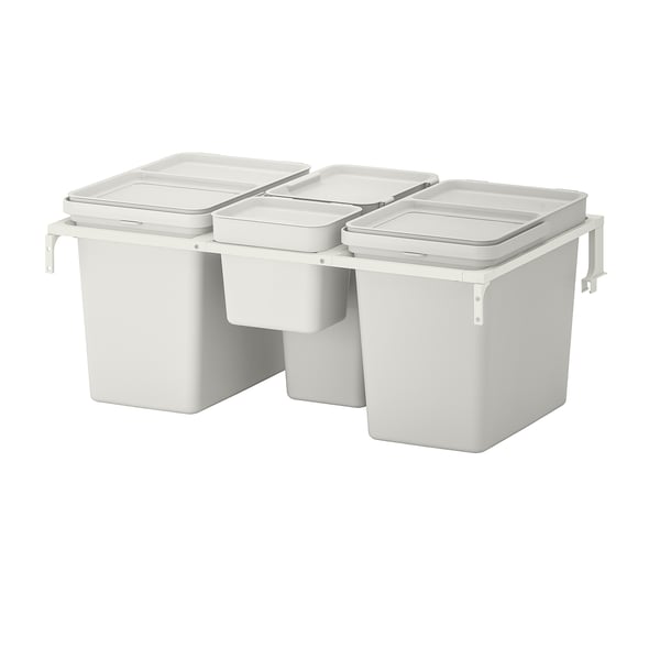 HÅLLBAR waste sorting solution, for METOD kitchen drawer/light grey, 57 l