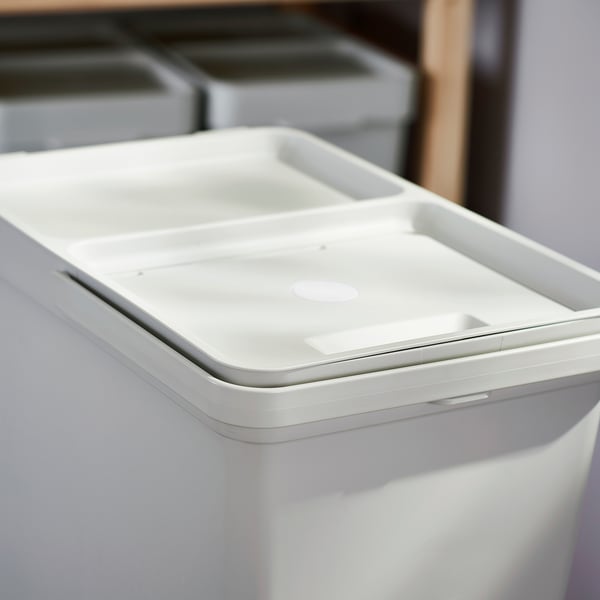 HÅLLBAR waste sorting solution, for METOD kitchen drawer ventilated/light grey, 55 l