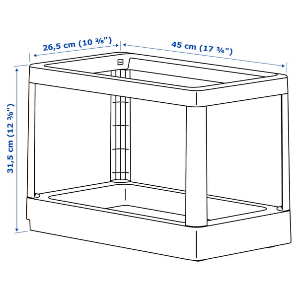 HÅLLBAR pull-out frame for waste sorting, light grey, 26.5x31.5x45 cm
