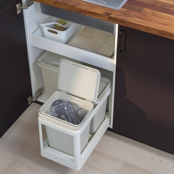 HÅLLBAR pull-out frame for waste sorting, light grey, 26.5x31.5x45 cm