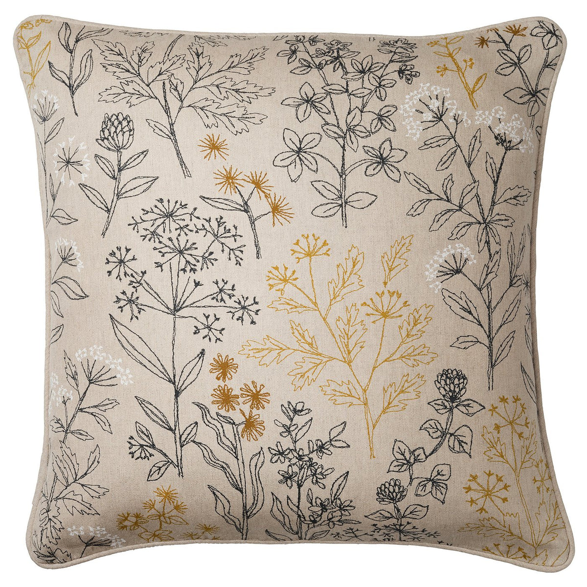 HALLONBUSKE cushion cover, unbleached/floral pattern, 48x48 cm