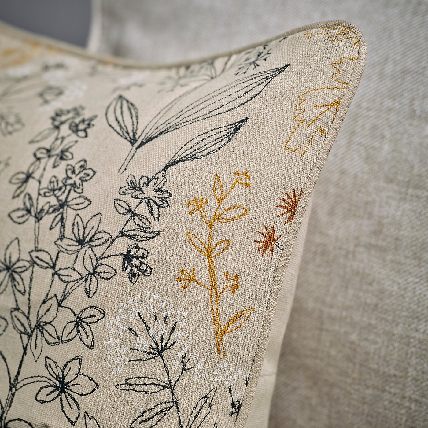 HALLONBUSKE cushion cover, unbleached/floral pattern, 48x48 cm