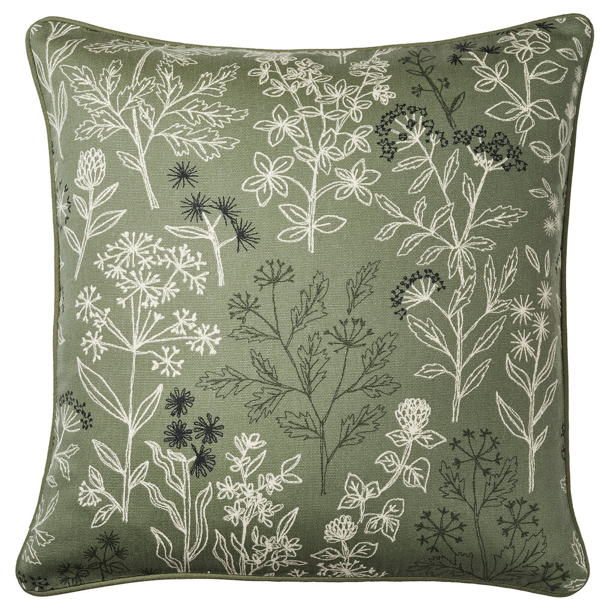 HALLONBUSKE cushion cover, green/floral pattern, 48x48 cm