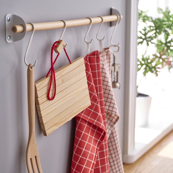 HALVNÄBB - HALVNÄBB Pot stand, extendable bright red/pine, 16-32x20 cm