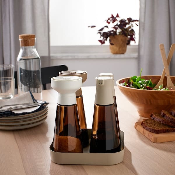 Ikea HALVTOM - Spice mill, glass/brown, 19 cm