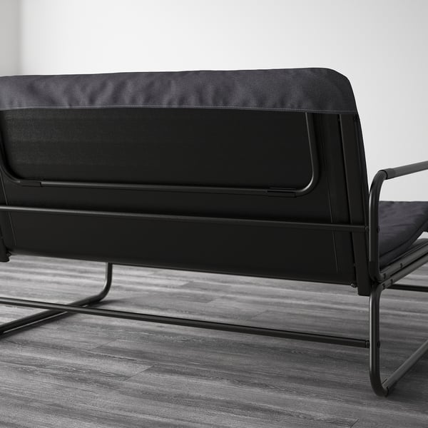 HAMMARN sofa-bed, Knisa dark grey/black, 128x78x85 cm