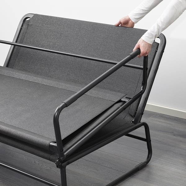 HAMMARN sofa-bed, Knisa dark grey/black, 128x78x85 cm