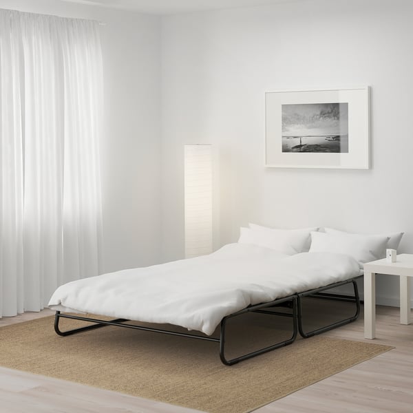 HAMMARN sofa-bed, Knisa dark grey/black, 128x78x85 cm