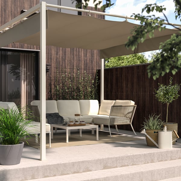 HAMMARÖN pergola, grey-beige/dark grey-beige, 300x300 cm