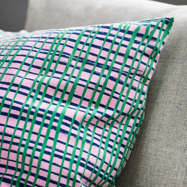 HAMNKRASSING - Cushion cover, pink/blue green, 50x50 cm