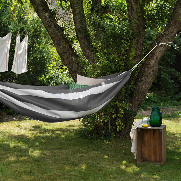 HAMNÖN hammock, anthracite/white, 150x265 cm
