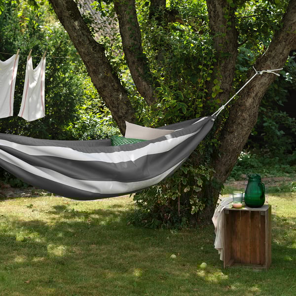 HAMNÖN - HAMNÖN Hammock, anthracite/white, 150x265 cm