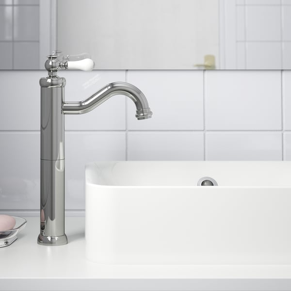 HAMNSKÄR - Washbasin mixer, high, chrome