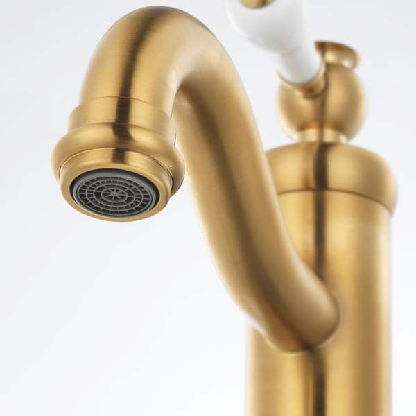 HAMNSKÄR wash-basin mixer tap, brass-colour