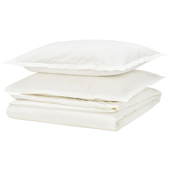 HAMPFLOCKEL - HAMPFLOCKEL Duvet cover and 2 pillowcases, white, 240x220/50x80 cm