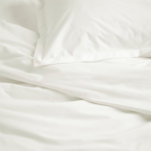 HAMPFLOCKEL duvet cover and pillowcase, white, 150x200/50x80 cm