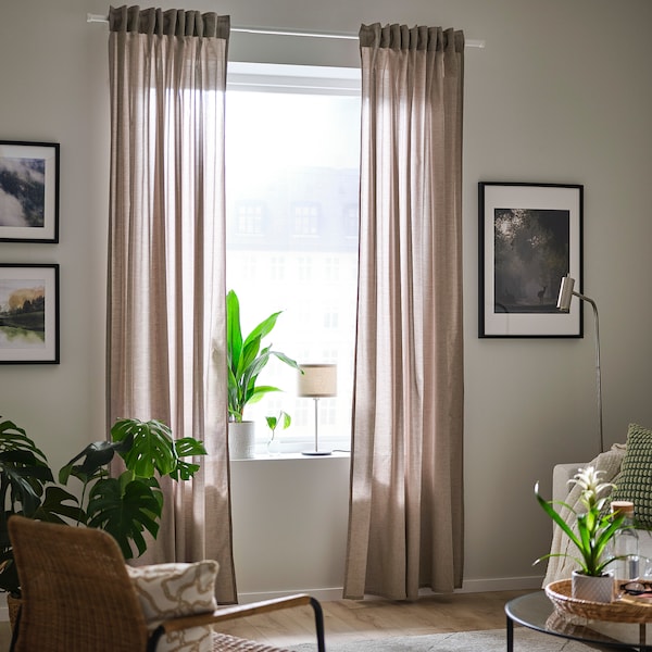 HANNALILL Curtains, 1 pair - light brown 145x300 cm , 145x300 cm