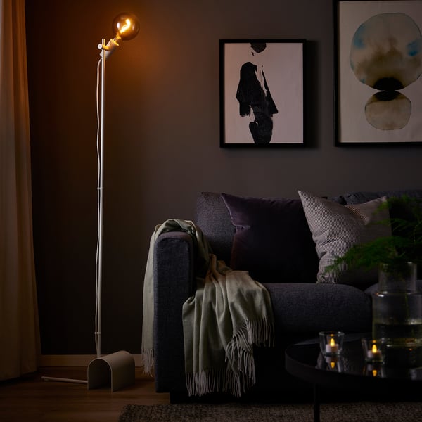 HÅRSLINGA floor lamp, white, 42x21 cm