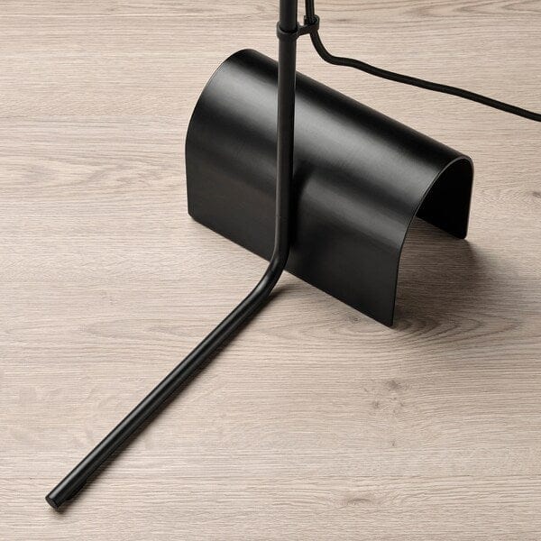Ikea HÅRSLINGA / MOLNART - Floor lamp with bulb, black/white opal donut shape
