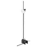 HÅRSLINGA / MOLNART floor lamp with light bulb, black/donut-shaped opal white