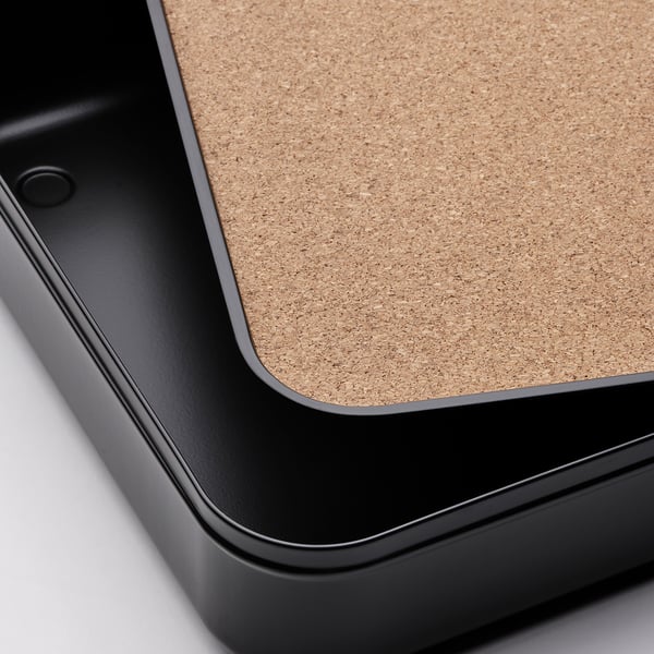 HARVMATTA box with lid, anthracite, 24x35x6 cm