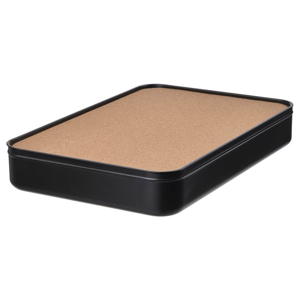 HARVMATTA box with lid, anthracite, 24x35x6 cm
