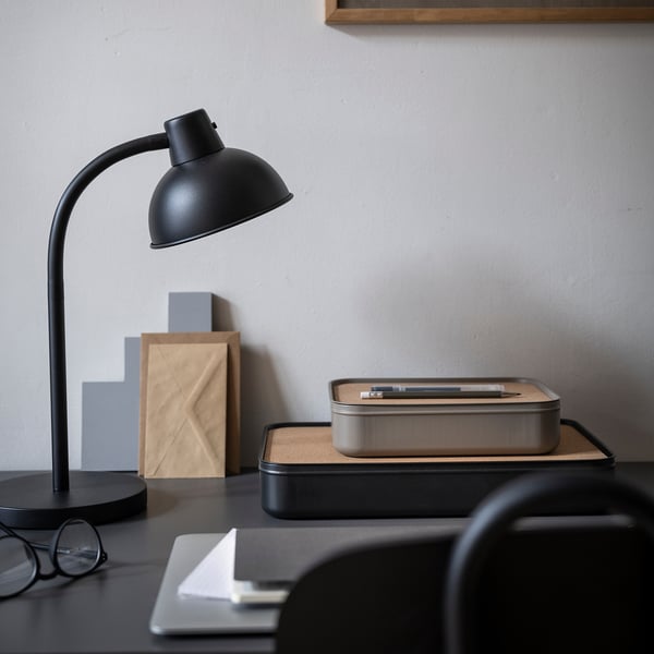 HARVMATTA - Box with lid, anthracite, 24x35x6 cm