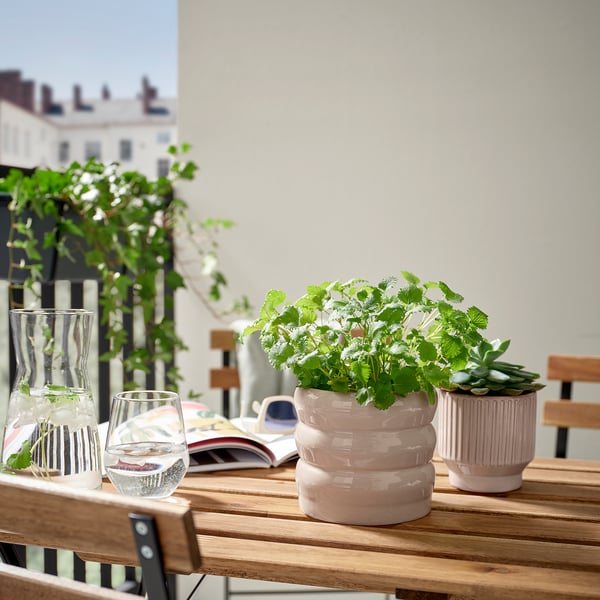 HASSELBUKETT plant pot, in/outdoor/beige, 12 cm