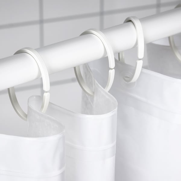 HASSJÖN shower curtain ring, white, 12 pack