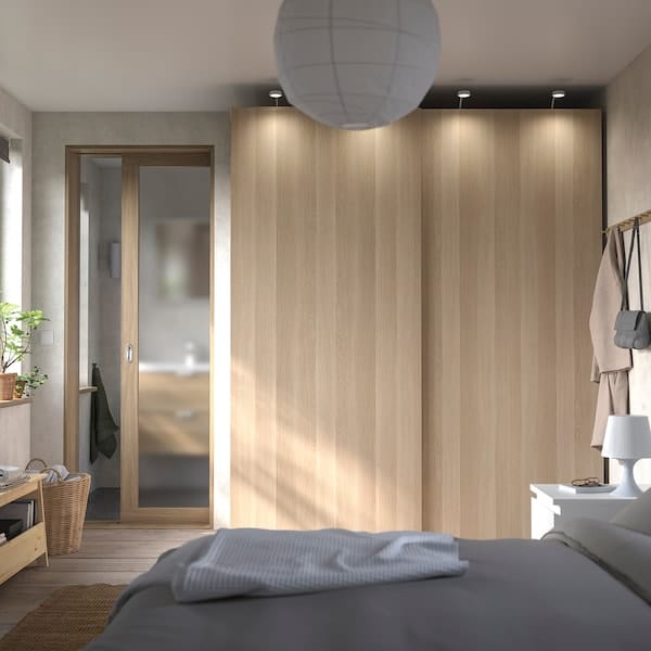 Ikea HASVIK - Pair of sliding doors, white stained oak effect, 200x236 cm