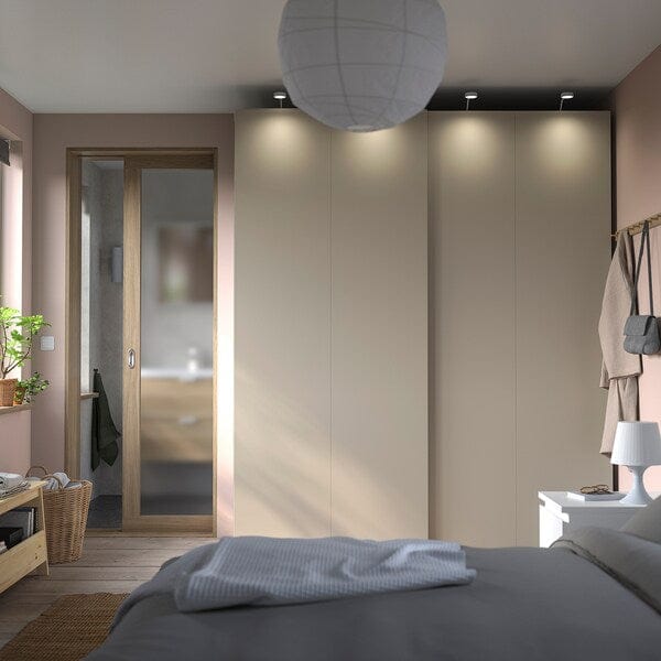 Ikea HASVIK - Pair of sliding doors, grey-beige, 200x236 cm