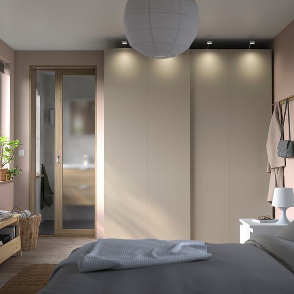 HASVIK pair of sliding doors, grey-beige, 200x236 cm