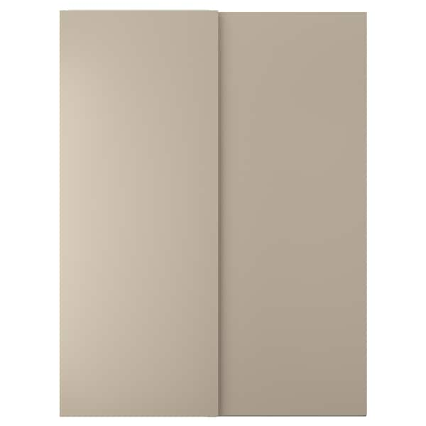 HASVIK - Pair of sliding doors, grey-beige, 150x201 cm